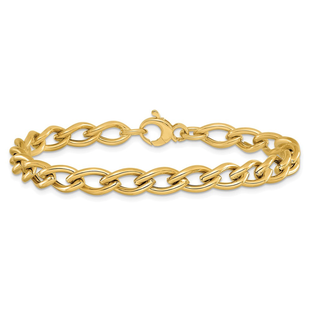 14K Yellow Gold Polished Fancy Oval Link Bracelet