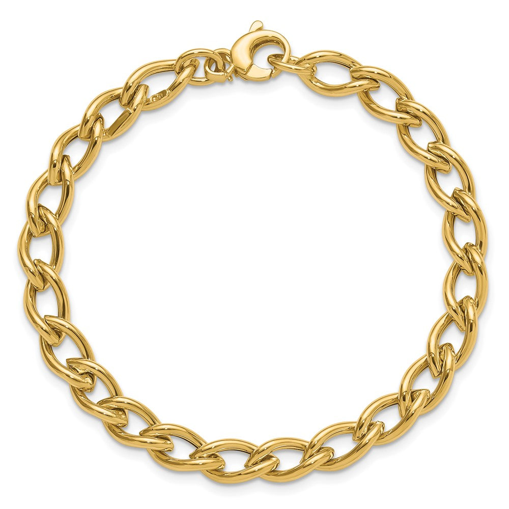 14K Yellow Gold Polished Fancy Oval Link Bracelet