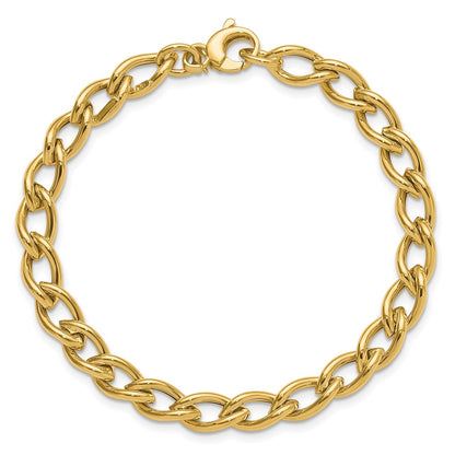 14K Yellow Gold Polished Fancy Oval Link Bracelet