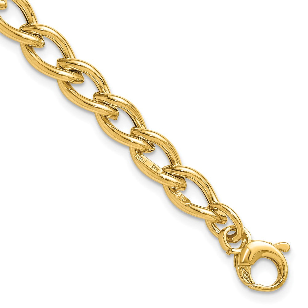14K Yellow Gold Polished Fancy Oval Link Bracelet