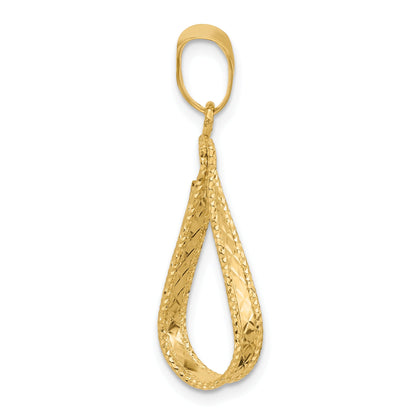 14K Yellow Gold Polished And Diamond Cut Pendant