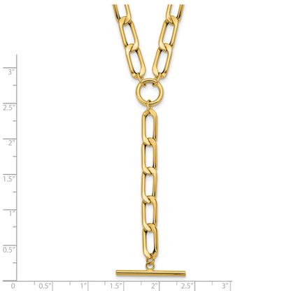 14K Yellow Gold Polished Flat Oval Link Drop 2In Ext. Choker Necklace