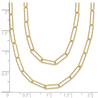 14K Yellow Gold Polished And Textured 2 Strand Paperclip Necklace