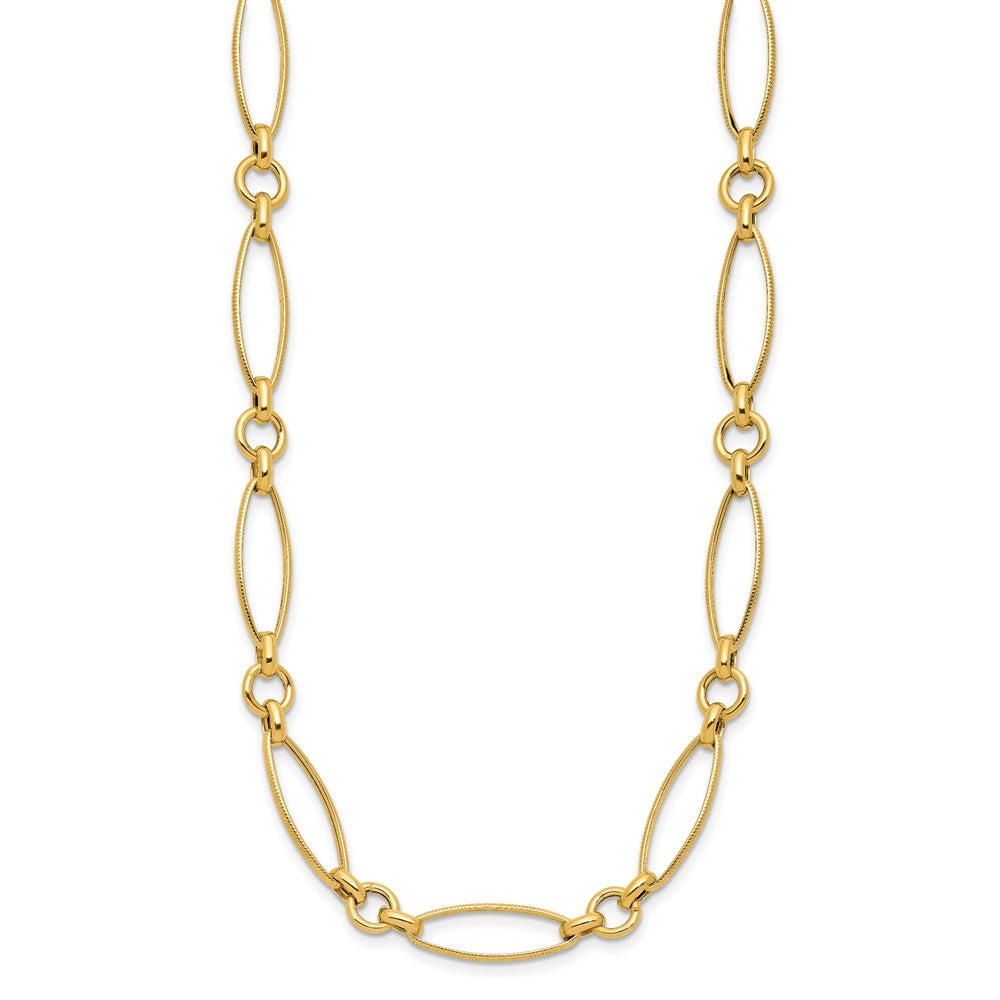 14K Yellow Gold Polished And Diamond Cut Fancy Link 19In Necklace