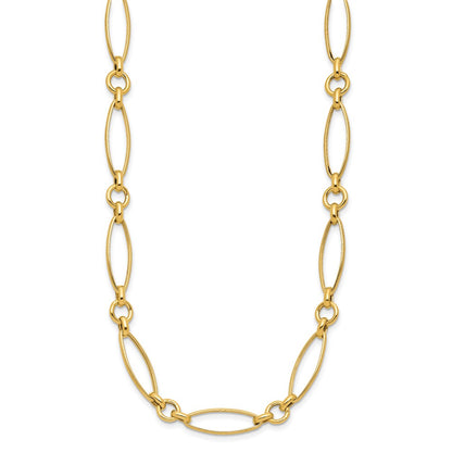 14K Yellow Gold Polished And Diamond Cut Fancy Link 19In Necklace