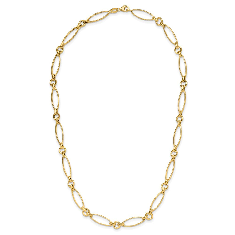14K Yellow Gold Polished And Diamond Cut Fancy Link 19In Necklace