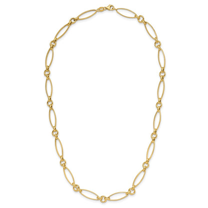 14K Yellow Gold Polished And Diamond Cut Fancy Link 19In Necklace