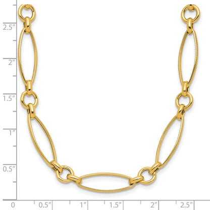 14K Yellow Gold Polished And Diamond Cut Fancy Link 19In Necklace