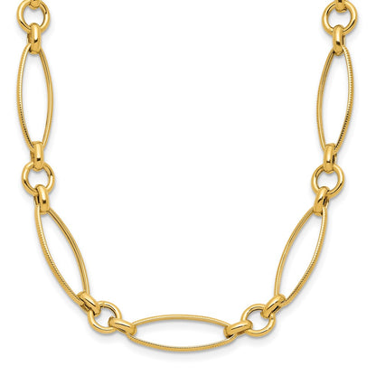14K Yellow Gold Polished And Diamond Cut Fancy Link 19In Necklace