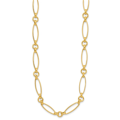 14K Yellow Gold Polished And Diamond Cut Fancy Link Necklace