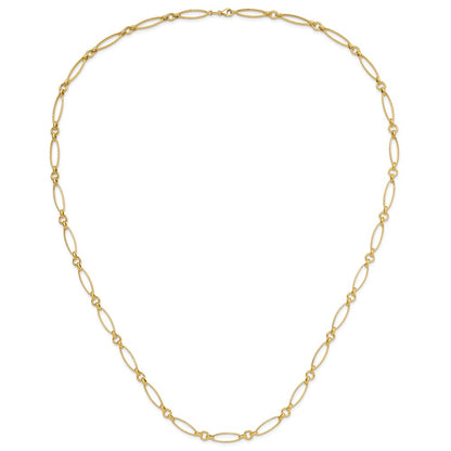 14K Yellow Gold Polished And Diamond Cut Fancy Link Necklace