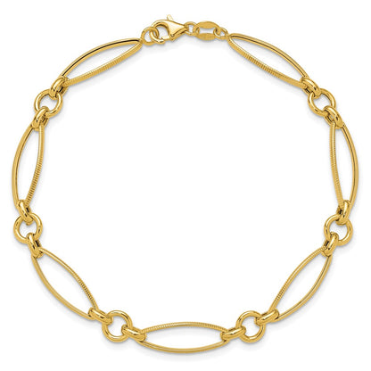 14K Yellow Gold Polished And Diamond Cut Fancy Link 8.5In Bracelet