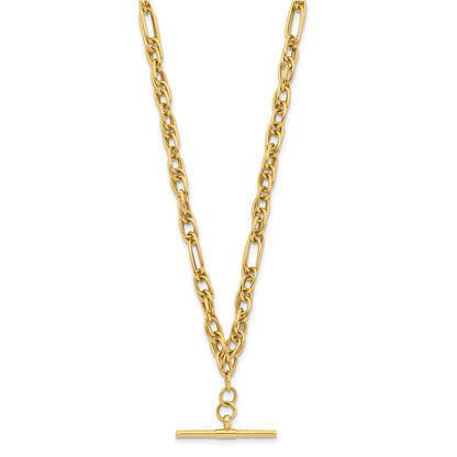 14K Yellow Gold Polished Dangle Bar Necklace