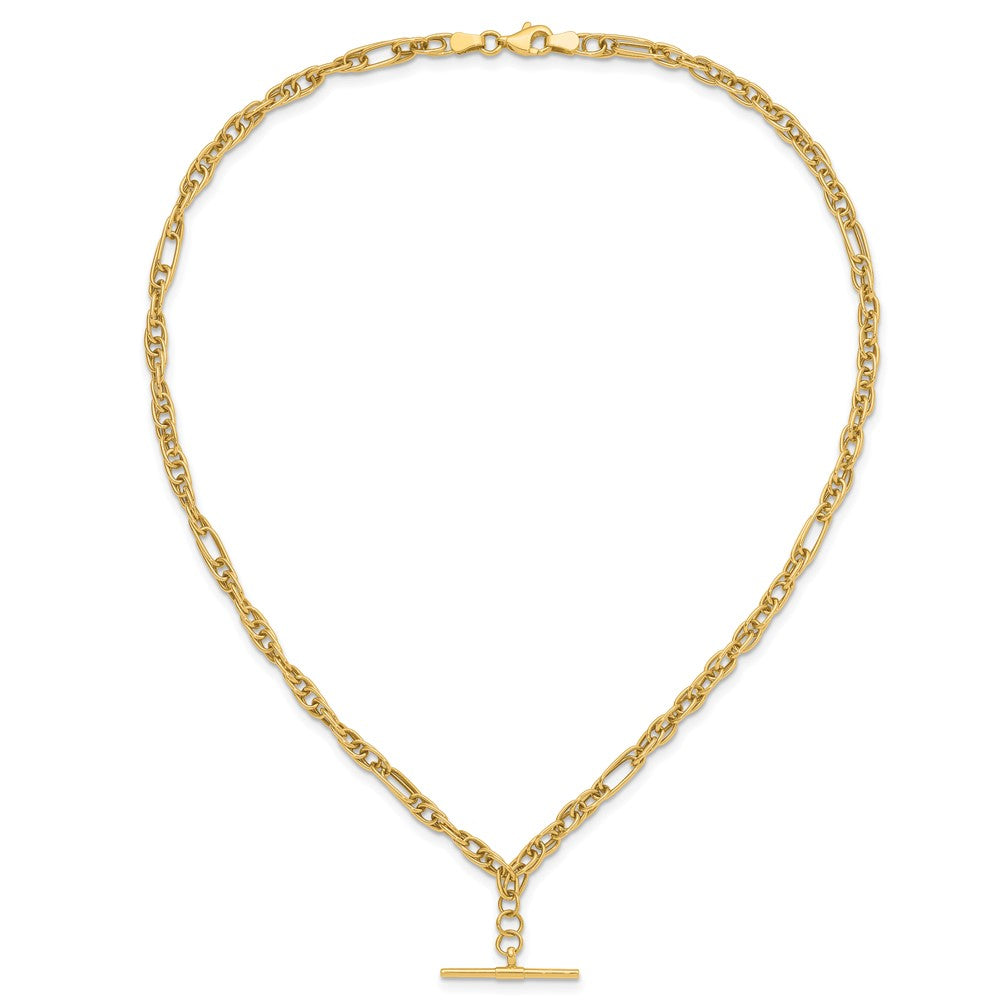 14K Yellow Gold Polished Dangle Bar Necklace