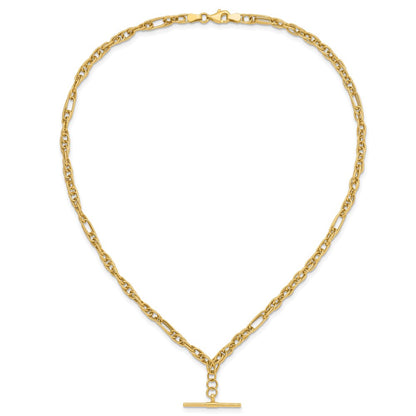 14K Yellow Gold Polished Dangle Bar Necklace