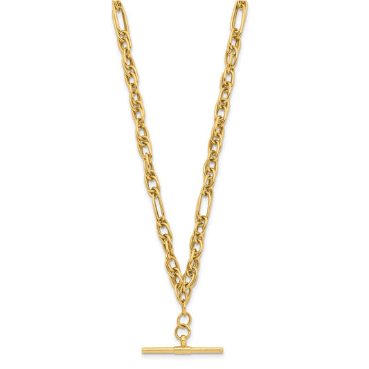 14K Yellow Gold Polished Dangle Bar Necklace