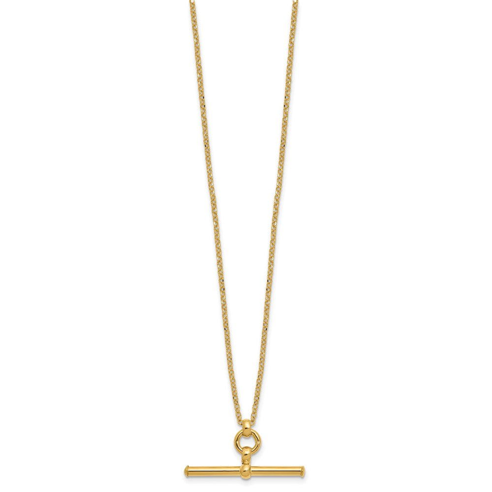 14K Yellow Gold Polished Bar 1.5In Ext. Necklace