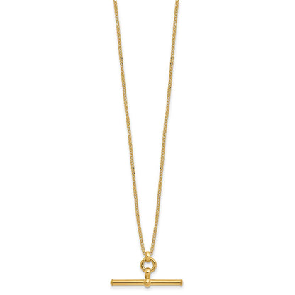 14K Yellow Gold Polished Bar 1.5In Ext. Necklace