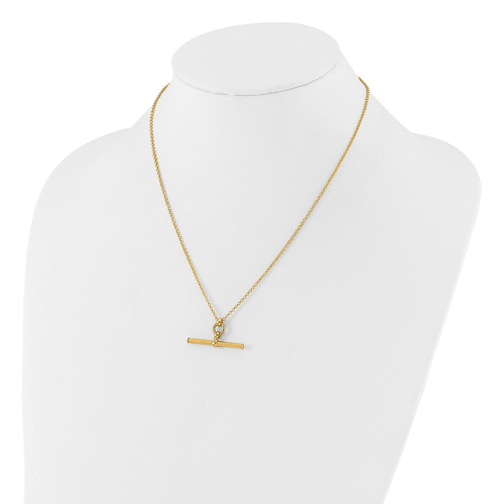 14K Yellow Gold Polished Bar 1.5In Ext. Necklace