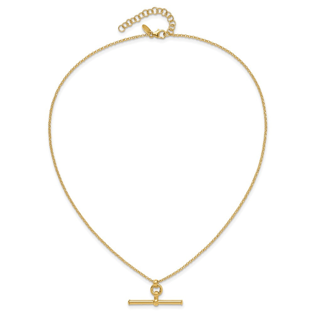 14K Yellow Gold Polished Bar 1.5In Ext. Necklace