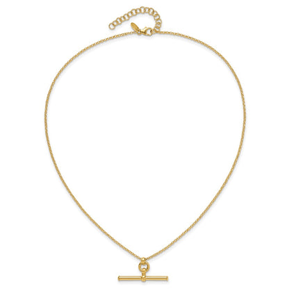 14K Yellow Gold Polished Bar 1.5In Ext. Necklace