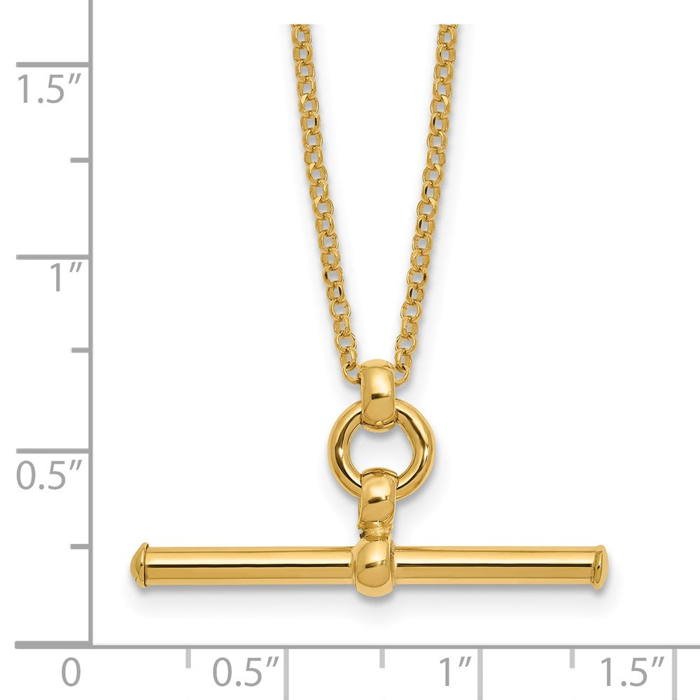 14K Yellow Gold Polished Bar 1.5In Ext. Necklace