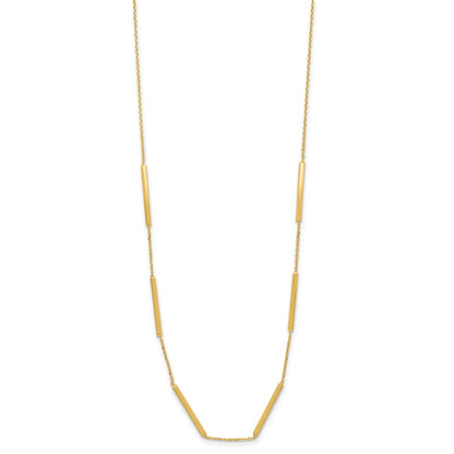 14K Yellow Gold Polished 6 Bar Stations 16In With 1.5In Ext Necklace