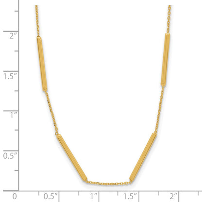 14K Yellow Gold Polished 6 Bar Stations 16In With 1.5In Ext Necklace