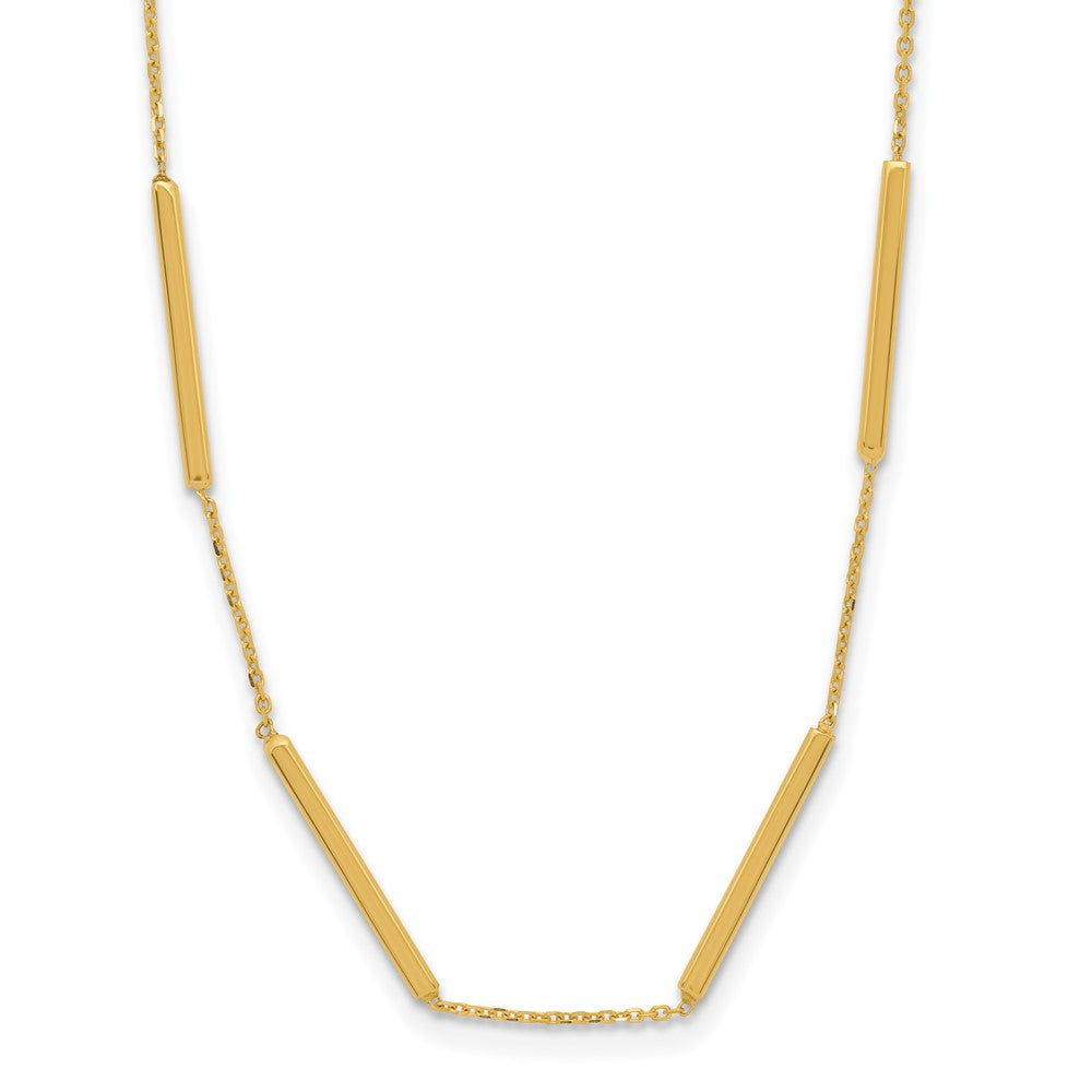 14K Yellow Gold Polished 6 Bar Stations 16In With 1.5In Ext Necklace