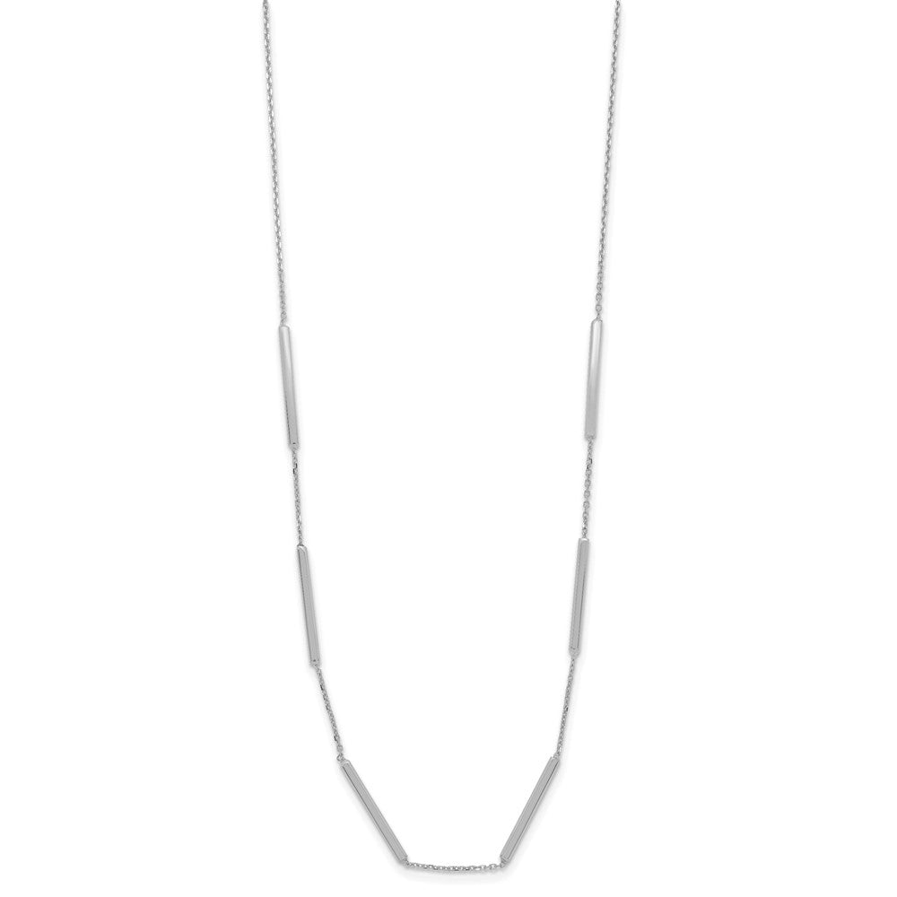 14K White Gold Polished 6 Bar Stations 1.5In Ext. Necklace