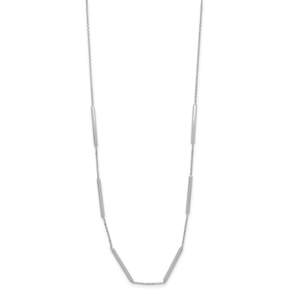 14K White Gold Polished 6 Bar Stations 1.5In Ext. Necklace