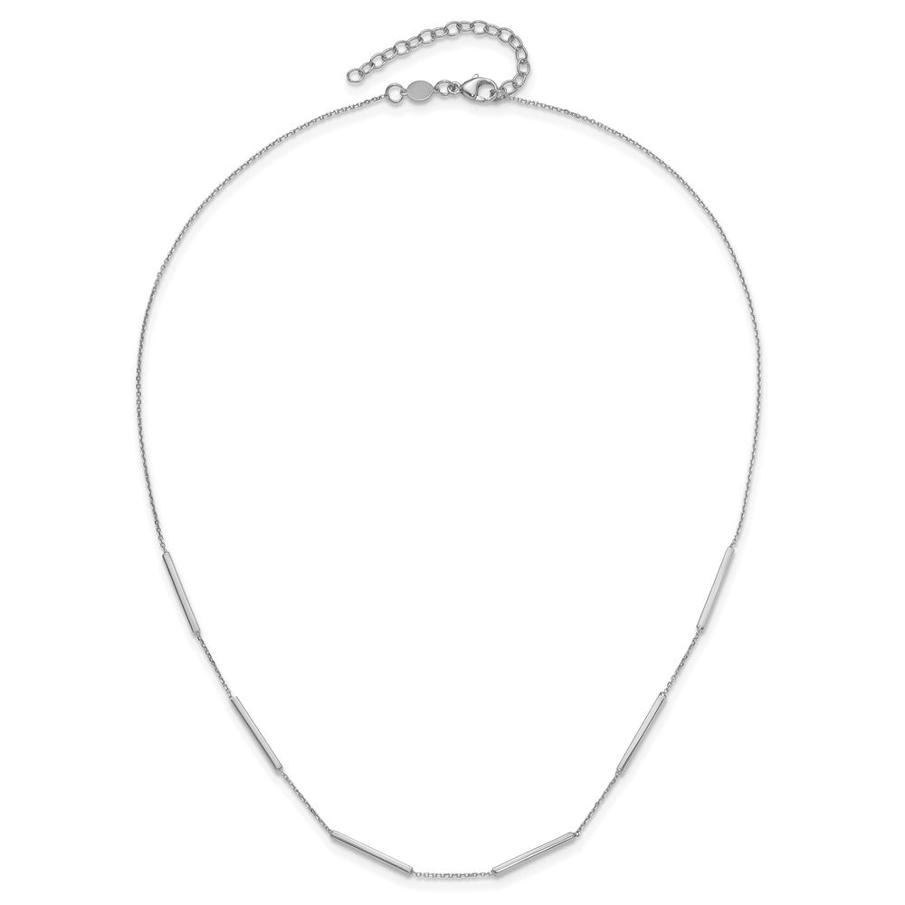 14K White Gold Polished 6 Bar Stations 1.5In Ext. Necklace