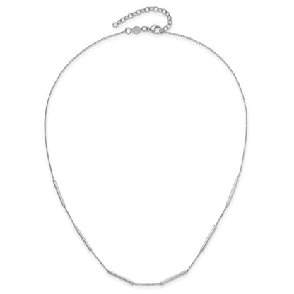 14K White Gold Polished 6 Bar Stations 1.5In Ext. Necklace