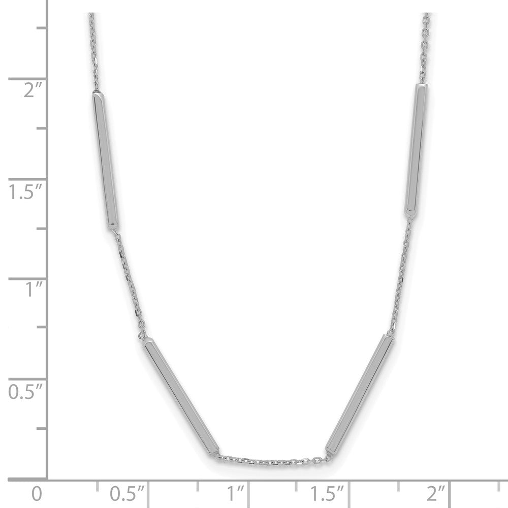 14K White Gold Polished 6 Bar Stations 1.5In Ext. Necklace