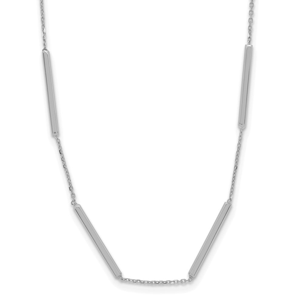 14K White Gold Polished 6 Bar Stations 1.5In Ext. Necklace