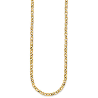 14K Yellow Gold Polished And Textured Link Necklace