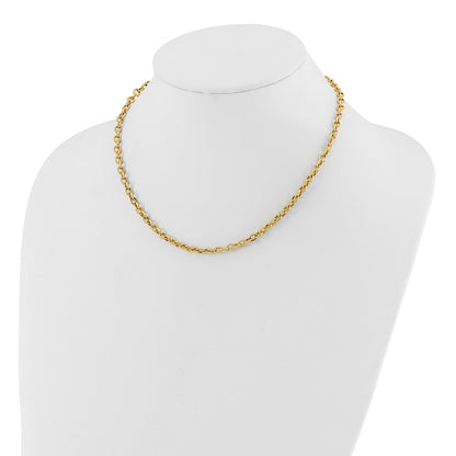 14K Yellow Gold Polished And Textured Link Necklace