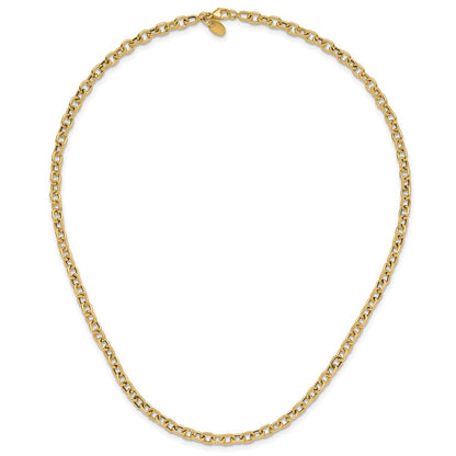 14K Yellow Gold Polished And Textured Link Necklace