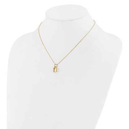 14K Yellow Gold Polished Lock And Key 16In With 2In Ext Necklace