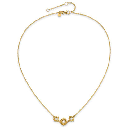 14K Yellow Gold Polished Fwc Pearl Flower 16In 2In Ext. Necklace