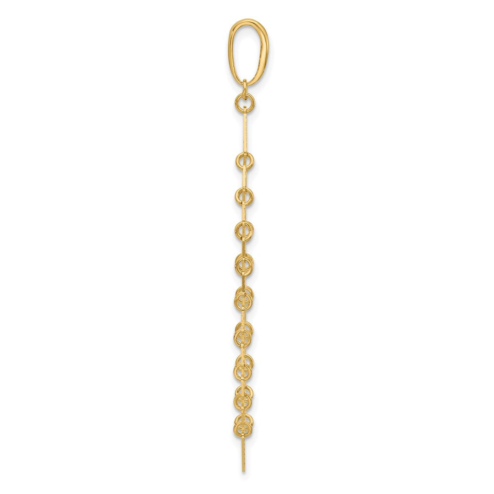 14K Yellow Gold Polished And Dia Cut Fancy Dangle Pendant