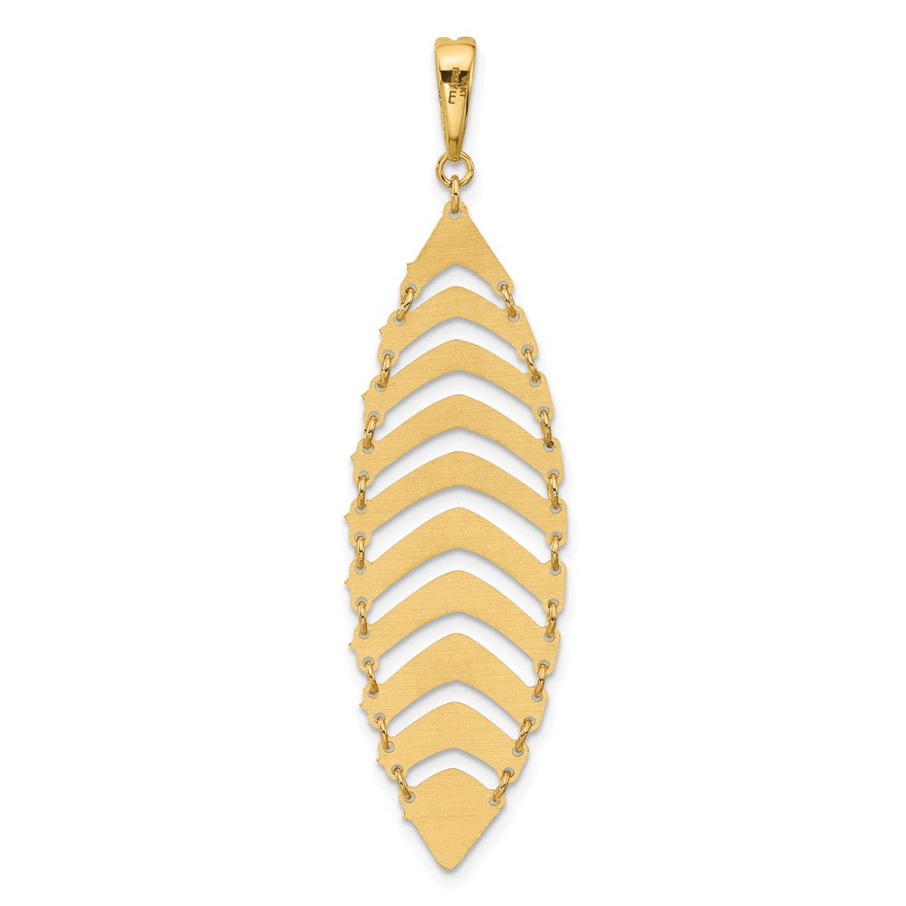 14K Yellow Gold Polished And Dia Cut Fancy Dangle Pendant