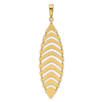 14K Yellow Gold Polished And Dia Cut Fancy Dangle Pendant