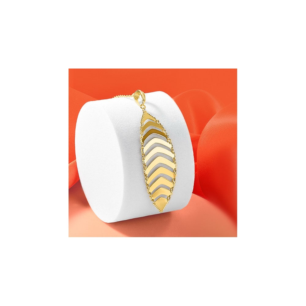 14K Yellow Gold Polished And Dia Cut Fancy Dangle Pendant