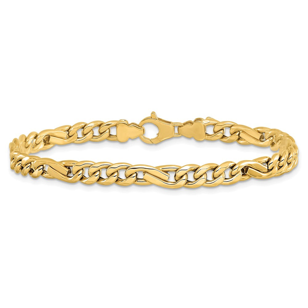 14K Yellow Gold Polished Fancy Figaro Link Bracelet
