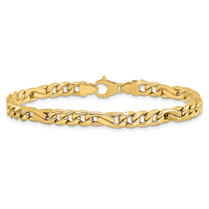 14K Yellow Gold Polished Fancy Figaro Link Bracelet