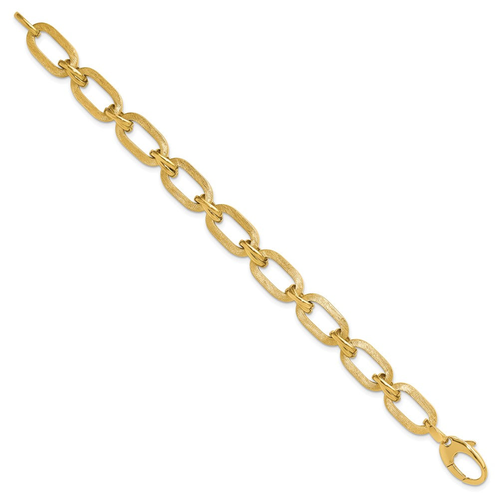 14K Yellow Gold Polished And Satin Fancy Link Bracelet