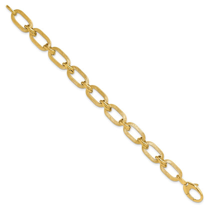14K Yellow Gold Polished And Satin Fancy Link Bracelet
