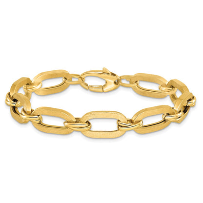 14K Yellow Gold Polished And Satin Fancy Link Bracelet