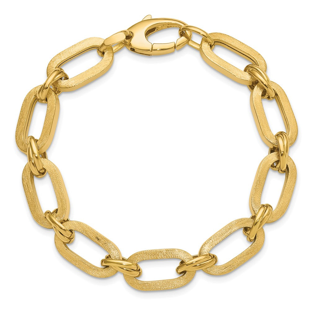 14K Yellow Gold Polished And Satin Fancy Link Bracelet